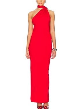 NBD Red One-Shoulder Column Gown